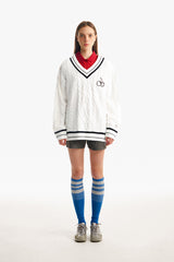 ミドルチェリーツイストⅤネックニット／MIDDLE CHERRY TWIST V-NECK KNIT [IVORY]