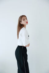 チョーカーショートスリーブクロップTシャツ / TOP(6656) Choker Short Sleeve Crop Tee