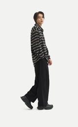 ルブルイヤールウールカラーカーディガンシャツ/Le brouillard Wool collar cardigan shirt S113 Black