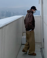 リープワイドピーチナッピングコットンパンツ/leap wide peach napping ccotton pants 2color
