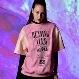 レザースリーブケーブルニットセーター/[UNISEX] Leather-Sleeve Cable-Knit Sweater (Pink)