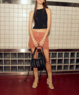 デニムカットオフショルダーバッグ / DENIM CUT-OFF SHOULDER BAG (BLACK)