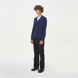 LAMBSWOOL V NECK CARDIGAN_NAVY (6612829012086)