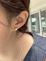 [92.5silver] ブラックラインパールピアス