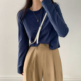 [BELLIDE MADE] MULTI-Half CROPED PLAIN LONG SLEEVE