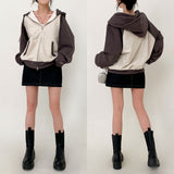 [BELLIDE MADE] Spring version. Raglan color zip-up hoodie