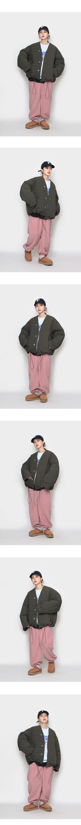 フリースエンブロイダリーストリングパンツ / fleece embroidered string pants