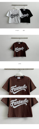 スティッククロップド半袖Tシャツ / Stick cropped short-sleeved T-shirt