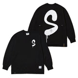 22 SPRAY OVERSIZED LONG SLEEVES T-SHIRTS WHITE / BLACK (6685267591286)