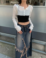 Underboob button cardigan