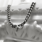 ヴィンテージ シルバー カーブ チェーン リンク ネックレス / [BLESSEDBULLET]vintage silver curve chain link necklace_13mm