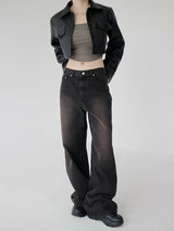 ブラウンウォッシュドデニムトラウザーズ / Brown washed denim trousers