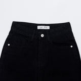 SEMI WIDE FIT BLACK+WHITE DENIM PANTS [17723]