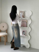 バッキービンテージマキシロングデニムスカート/Bucky Vintage Maxi Long Denim Skirt