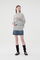 ウィティーバニーワーディングドロップスウェットシャツ／WITTY BUNNY WORDING DROP SWEATSHIRT [MELANGE GRAY]