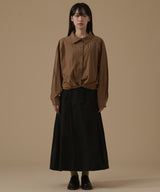 SIDE PLEATS COTTON SKIRT
