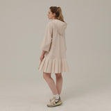 プリーツフードジャージードレス / PLEATS HOOD JERSEY DRESS_OATMEAL