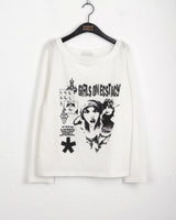 Koga see-through printed boat neck knit t-shirt