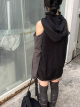 オフショルダースリットウィンドアノラックパーカー / shoulder slit wind anorak hood