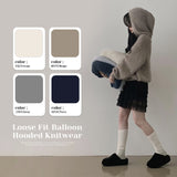Hajoo Pine Leaf Loose Fit Balloon Hooded Knitwear (4 colors)