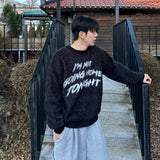 BRUSH LETTERING MOHAIR OVERFIT KNIT