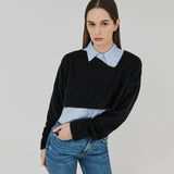 カットアウト２WAYウールクロップトップ / CUT OUT 2-WAY WOOL CROP TOP (BLACK)
