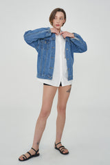 セミオーバーフィットベルトセットデニムジャケット/ SEMI OVER FIT BELT SET DENIM JACKET [1000]