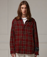 Loose-fit check shirts - Wine (4622120878198)