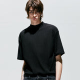2ウェイリブモックネックTシャツ / 2way rib mock neck t-shirt black