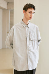 UTILITY CURVED POCKET OXFORD SHIRT SAND GREY (6621864394870)