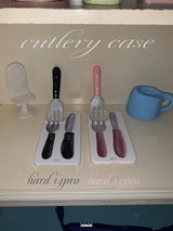 カトラリーマットハードケース / Pink cutlery case - Matt hard