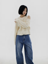 ソフトショルダースプリットニット/Soft shoulder split knit (2color)