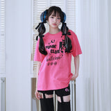 0 6 パンクバンドキャットTシャツ / 0 6 punk band cat t-shirt - PINK