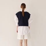 クランブルVネックベスト/Crumble v-neck vest_dark navy