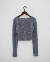UネックファークロップTシャツ/U Neck Fur Crop T-shirt (4color)