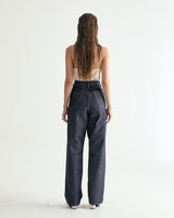 UNISEX LINE STITCH RAW DENIM PANTS W - INDIGO BLUE (6635992449142)