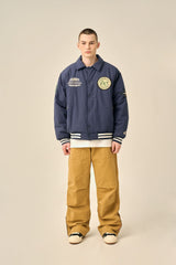 OVER PATCH PADDED BLOUSON - BLUE