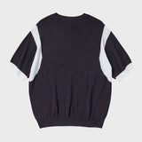 ショルダーコントラスト ハーフスリーブニット/SHOULDER CONTRAST HALF SLEEVE KNIT (NAVY)
