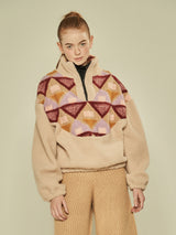 Geometric Fleece Anorak (Beige) (6643894648950)