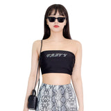 キュービックレタリングロゴチューブトップブラトップ/cubic lettering logo tube bra top (black)