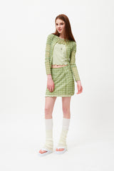 チェリーパターンメッシュミニスカート / CHERRY PATTERN MESH MINI SKIRT [LIME]