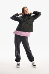チェリーフーディーウオウブンアノラック／CHERRY HOODIE WOVEN ANORAK [GRAY CHARCOAL]