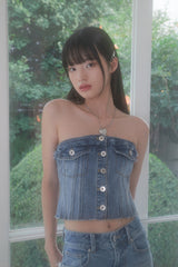 DENIM OFF SHOULDER TOP (BLUE)