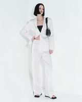 [REORDER] Pleated Logo-Tape Trousers _ White