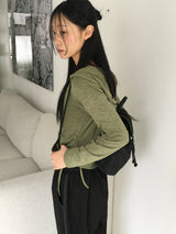 Elt ボカシシャーリングストラップスリムフードTシャツ