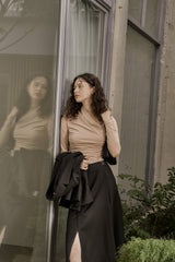 ドレープジャージートップス/DRAPE JERSEY TOP_BEIGE