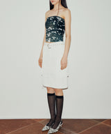プリントシャーリングチューブトップ / PRINTED SHIRRING TUBE TOP (DEEP GREEN)