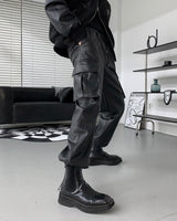 RUヴィーガンレザーストリングカーゴパンツ / RU Vegan Leather String Cargo Pantsヴィーガン