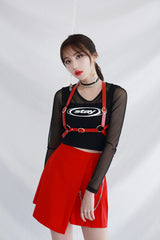 レイヤードロングスリーブメッシュトップ/TOP(6348) Layered Long Sleeve Mesh Tee