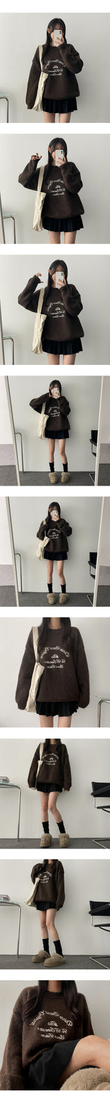 Eril Bodle Thick Embroidery Lettering Wool Knitwear